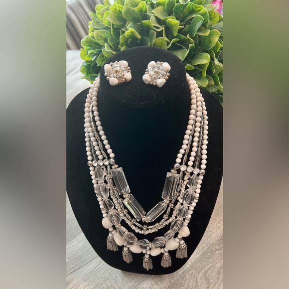 CHICOS STATEMENT NECKLACE & CLIP ON EARRINGS-SPARKLE BLING TASSLES & MORE!🔥🔥🔥 - Picture 17 of 17